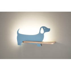 Kinkiety-do-pokoju-dziecka - niebieska lampka z półką w kształcie psa 5 led 4000k iq kids dog 21-02976 candellux 