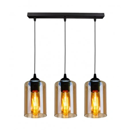 Lampy-sufitowe - czarna lampa wisząca o szklanych kloszach 3x40w e27 bistro 33-00545 candellux 