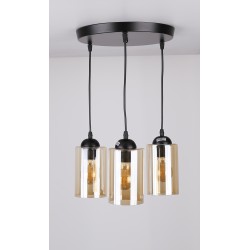 Lampy-sufitowe - czarna lampa wisząca - talerz 3x40w e27 bistro 33-00576 candellux 
