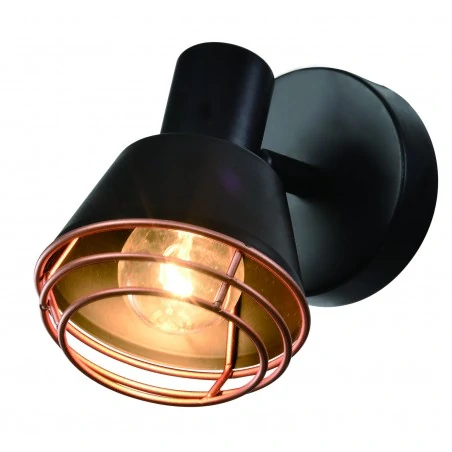 Lampy-sufitowe - kinkiet czarno-miedziany metalowy 1x40w e14 neria 91-81384 candellux 