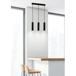 TUBO LAMPA WISZĄCA CZARNY 3X25W GU10 KLOSZ 25CM CZARNY