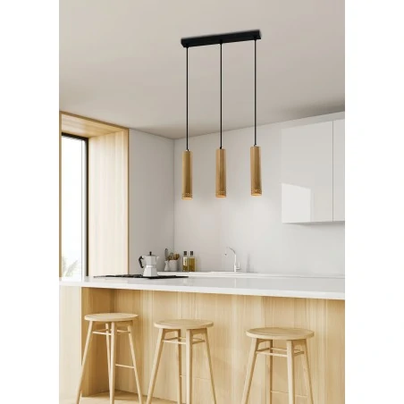 Lampy-sufitowe - drewniano-metalowa lampa wisząca 3x25w gu10 tubo 33-79138 candellux 