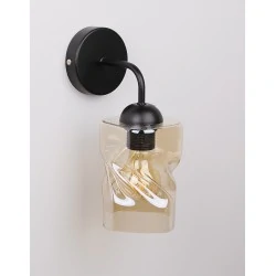 FELIS LAMPA KINKIET CZARNY 1X60W E27 KLOSZ BURSZTYNOWY