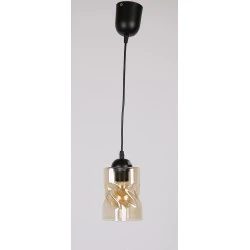 FELIS LAMPA WISZĄCA CZARNY 1X60W E27 KLOSZ BURSZTYNOWY