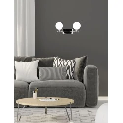 MALDUS LAMPA KINKIET CHROMOWY 2X40W G9 KLOSZ BIAŁY