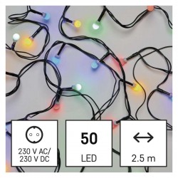 Oswietlenie-choinkowe - multikolorowe lampki choinkowe 50 led cherry 2,5m multikolor, zielony przewód, ip20 d5gm01 emos 