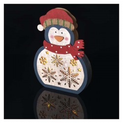 Dekoracje-swiateczne-led - świecący dekoracyjny pingwin ledx5 30cm, 2xaa ciepła biel, ip20, dcww08 timer emos 