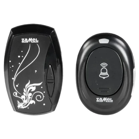 Dzwonki-do-drzwi-bezprzewodowe - czarny dzwonek bezprzewodowy sieciowy z hermetycznym przyciskiem 100 m st-960 blues zamel 