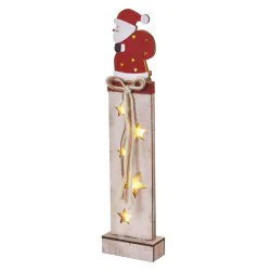 Dekoracje-swiateczne-led - świecący drewniany słupek z mikołajem ledx7, 46cm, 2xaa ciepła biel, ip20, timer dcww11 emos 