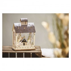 Dekoracje-swiateczne-led - drewniany świąteczny domek 7xled 20x30cm, 2xaa ciepła biel, ip20 dcww05 timer emos 