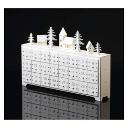 Dekoracje-swiateczne-led - kalendarz adwentowy z podświetleniem biały drewniany domek dcww15 emos 