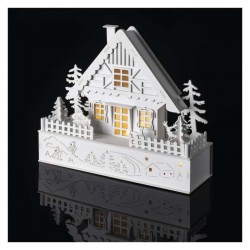 Dekoracje-swiateczne-led - biały domek z drewna podświetlany led dcww06 emos 