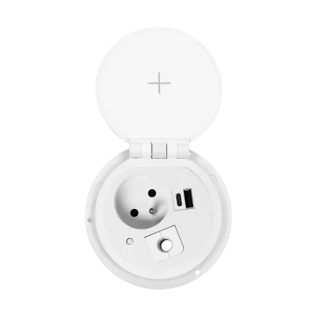 Gniazda-meblowe - białe gniazdo blatowe chowane 1x2p+z 2xusb 2,4a 5v or-gm-9015/w orno 