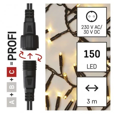 Oswietlenie-choinkowe - łańcuch choinkowy jeżyk - z możliwością przedłużenia led 3m d2bw01 emos 