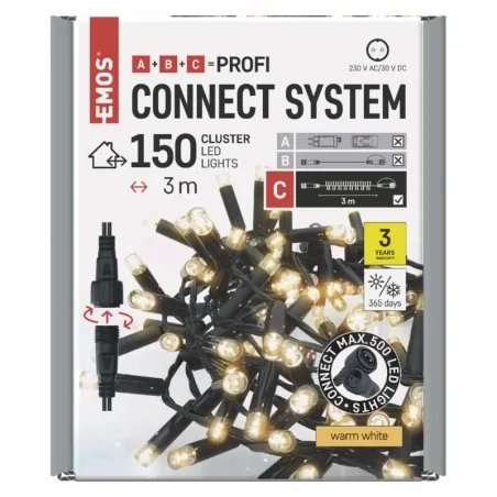 Oswietlenie-choinkowe - łańcuch choinkowy jeżyk - z możliwością przedłużenia led 3m d2bw01 emos 