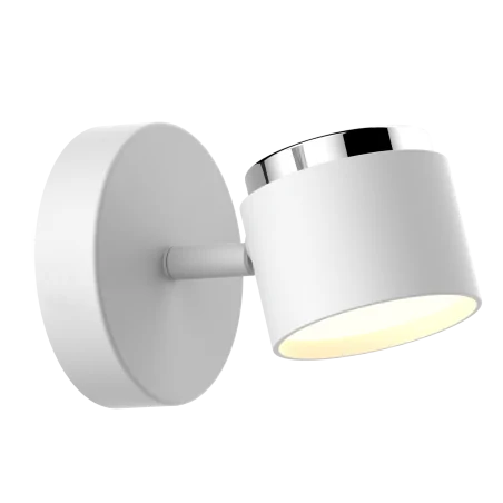 Kinkiety-do-salonu - biały ruchomy kinkiet led z chromowaną wstawką 4,2w ciepłe światło kubik polux 