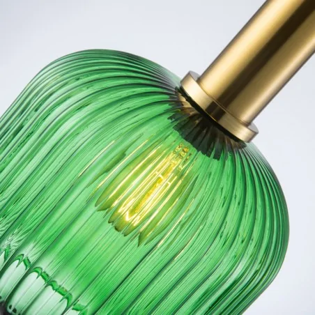 Lampy-sufitowe - lampa sufitowa wisząca złota z zielonym kloszem e27 cumbria 317414 polux 