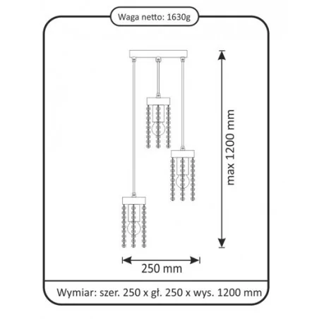Lampy-sufitowe - lampa wisząca potrójna z kryształkami złota gea-3xe27 316295  polux 