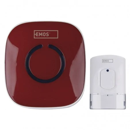 Dzwonki-do-drzwi-bezprzewodowe - dzwonek bezprzewodowy czerwony 80db 120m p5718r emos 