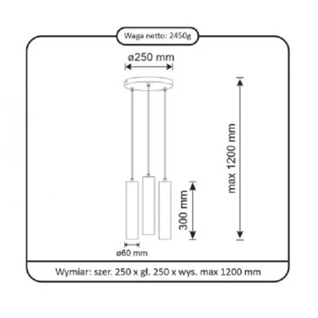 Lampy-sufitowe - lampa wisząca potrójny zwis tuba złota gu10 napoli 317988 polux 