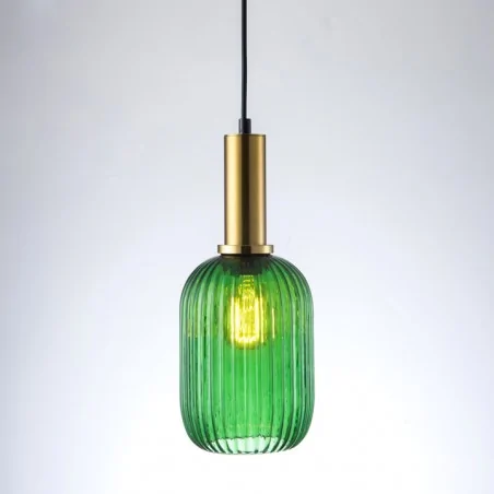 Lampy-sufitowe - złoto-zielona lampa sufitowa loftowa e27 suffolk 317377 polux 