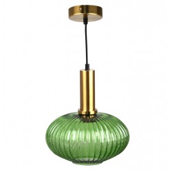 Lampy-sufitowe - stylowa złota lampa sufitowa z zielonym kloszem e27 314314 norfolk 317414 polux