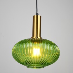 Lampy-sufitowe - stylowa złota lampa sufitowa z zielonym kloszem e27 314314 norfolk 317414 polux 