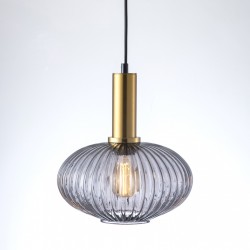 Lampy-sufitowe - złota lampa sufitowa z przydymionym kloszem e27 317391 norfolk 317414 polux 