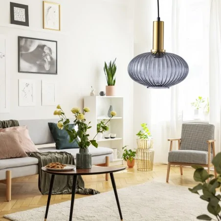 Lampy-sufitowe - złota lampa sufitowa z przydymionym kloszem e27 317391 norfolk polux 