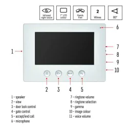 Wideodomofony - wideodomofon 7" komplet łatwy montaż em-03m 2wire h2050 emos 