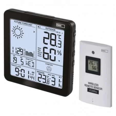 Termometry-i-stacje-pogodowe - tania stacja pogodowa meteorologiczna czarna na baterie e5080 emos 