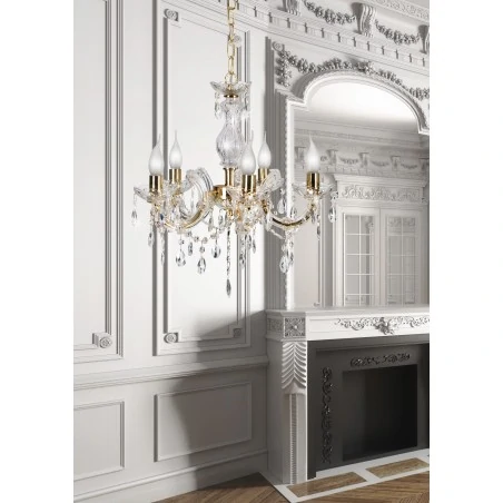 Lampy-sufitowe - promocja wisząca lampa sufitowa w kolorze złotym 5x40w e14 maria teresa 35-94646 candelllux 