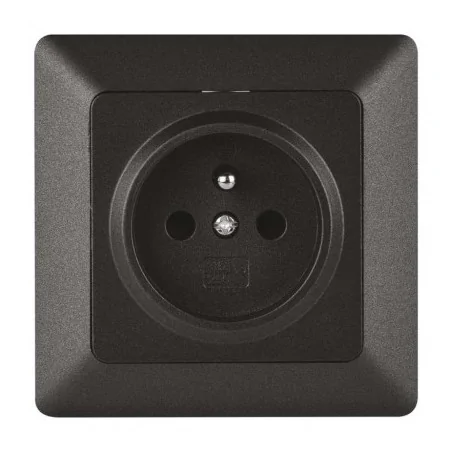 Gniazda-pojedyncze-podtynkowe - gniazdo pojedyncze z uziemieniem z ramką antracyt french a6001.2 emos 