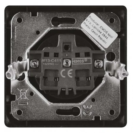 Gniazda-pojedyncze-podtynkowe - gniazdo pojedyncze z uziemieniem z ramką antracyt french a6001.2 emos 