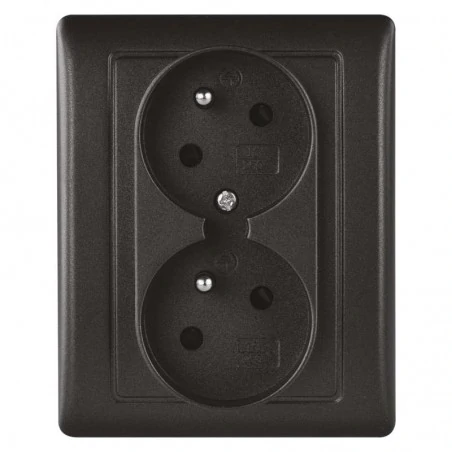 Gniazda-podwojne-podtynkowe - gniazdo podwójne z uziemieniem french antracyt a6001.3 emos 