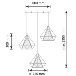 Lampy-sufitowe - złota geometryczna lampa wisząca potrójna 3xe27 hira 318510 polux 