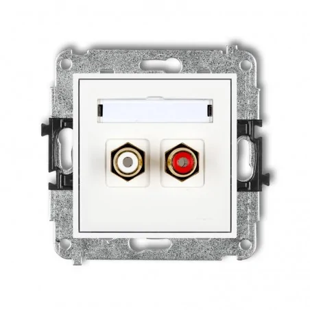 Gniazda-antenowe - gniazdo podwójne rca białe (typu cinch - biały i czerwony, pozłacany) mini mgrca-2 karlik 