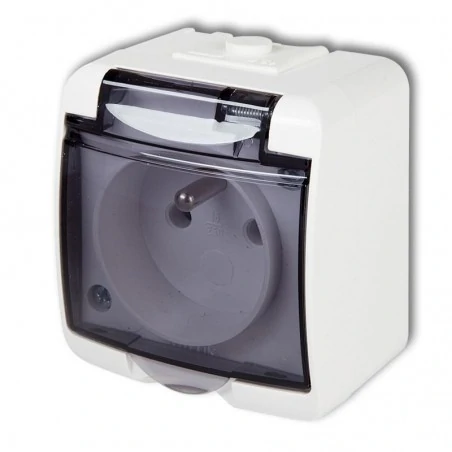 Gniazda-elektryczne - gniazdo hermetyczne z klapką, przesłonami i uziemieniem n/t ip54 ghe-1dp junior karlik 