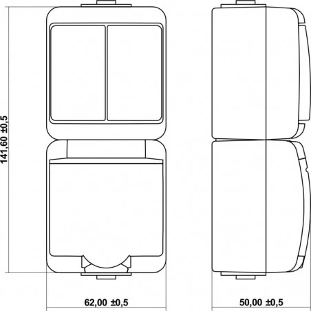 Gniazda-elektryczne - włącznik podwójny światła z gniazdem hermetycznym n/t wghp-2 junior karlik 