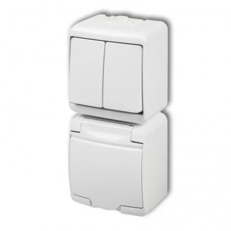 Gniazda-elektryczne - włącznik podwójny światła z gniazdem hermetycznym n/t wghp-2 junior karlik 
