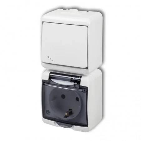 Wylaczniki-schodowe - biały włącznik schodowy z gniazdem schuko dymna klapka wghp-3sd junior karlik 