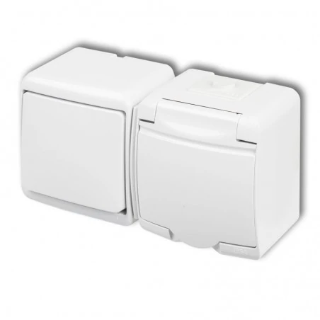 Gniazda-elektryczne - włącznik pojedynczy z gniazdem hermetycznym przesłony mix poziomy wghh-1 junior karlik 