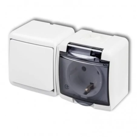 Gniazda-elektryczne - włącznik pojedynczy z gniazdem schuko natynkowy mix poziomy wghh-1sd junior karlik 