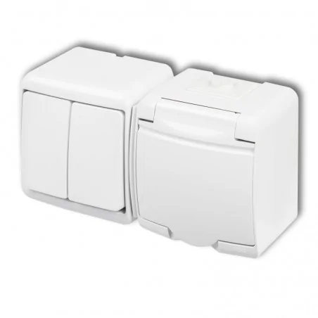 Gniazda-elektryczne - komplet białe gniazdo z wyłącznikiem światła podwójnym wghh-2 junior karlik 