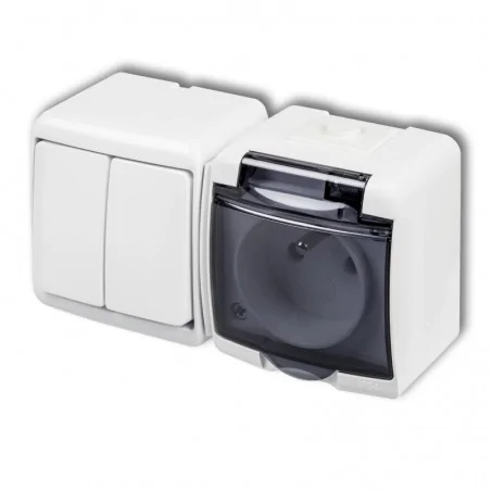 Gniazda-elektryczne - komplet białe gniazdo z wyłącznikiem światła podwójnym dymna klapka wghh-2d junior karlik 