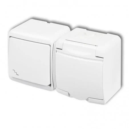 Wylaczniki-schodowe - biały włącznik schodowy z gniazdem elektrycznym n/t wghh-3 junior karlik 