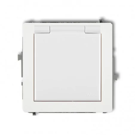 Gniazda-elektryczne - gniazdo pojedyncze z klapką do łazienki z/u typu schuko biały deco dgpb-1sp karlik 