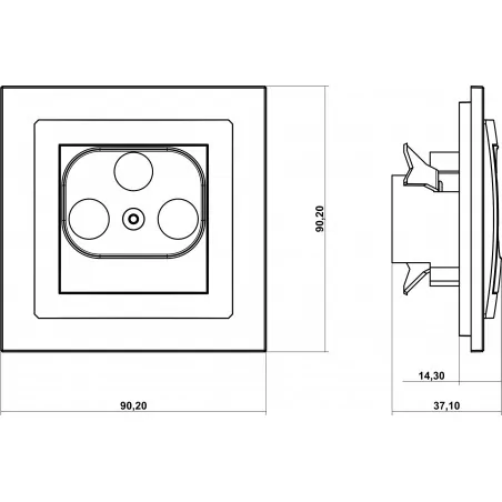 Gniazda-antenowe - gniazdo abonenckie rtv końcowe w szeregu gniazd przelotowych 6db deco dg6k karlik 
