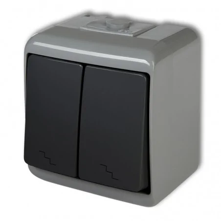 Wylaczniki-schodowe - 30whe-7 włącznik schodowy podwójny na klatkę grafitowy ip54 natynkowy junior karlik 