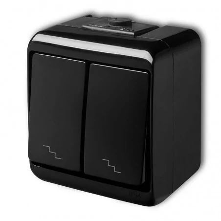 Wylaczniki-schodowe - 12whe-7l włącznik schodowy podwójny czarny ip54 natynkowy junior karlik 